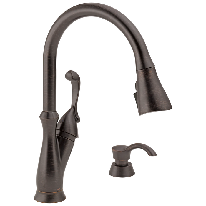 Delta Arabella: Single Handle Pull-Down Kitchen Faucet with Soap Dispenser and ShieldSpray
