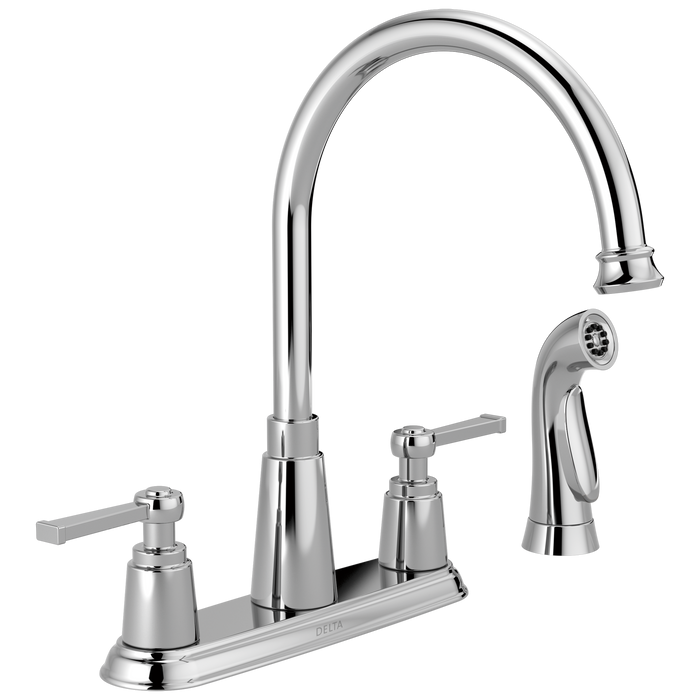 Delta Emmett: Two Handle Kitchen Faucet with Spray