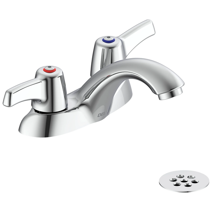 Two Handle Centerset Lavatory Faucet with Grid Strainer