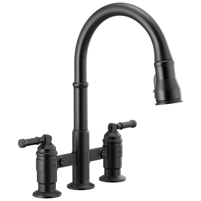 Two Handle Pull-Down Bridge Kitchen Faucet