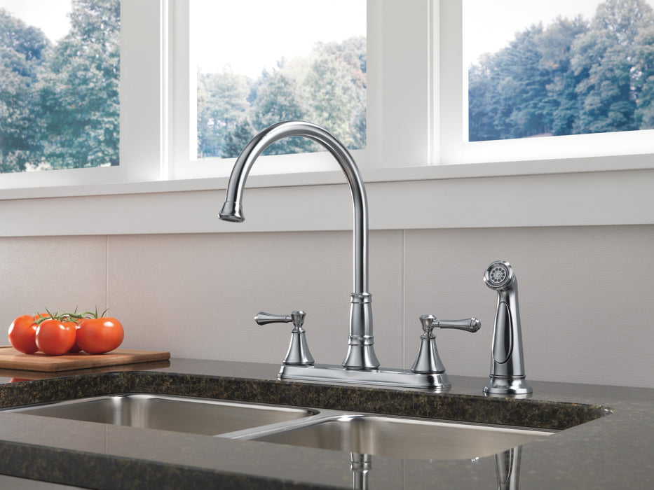 Delta Cassidy:2497LF Two Handle Kitchen Faucet with Spray