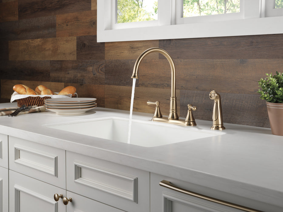 Delta Cassidy:2497LF Two Handle Kitchen Faucet with Spray