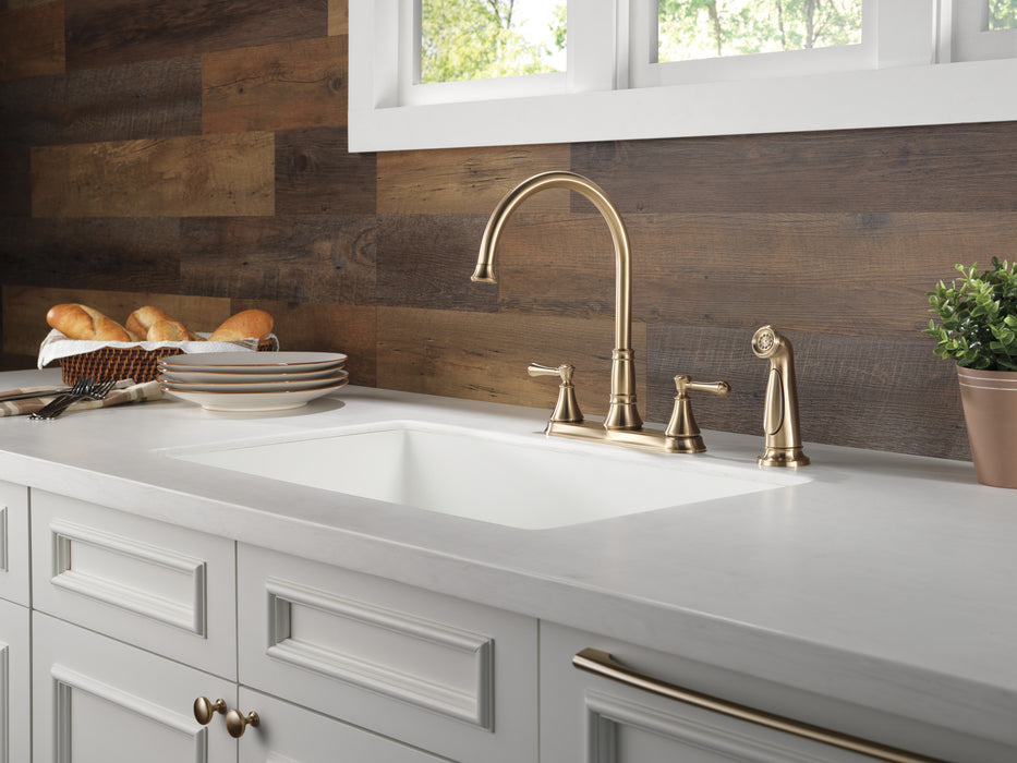 Delta Cassidy:2497LF Two Handle Kitchen Faucet with Spray