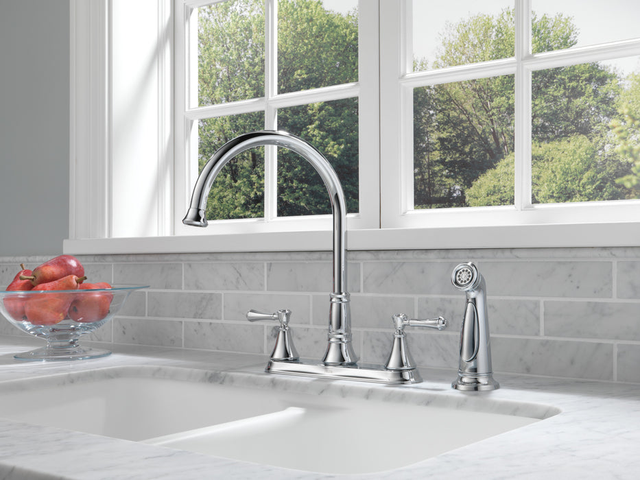 Delta Cassidy:2497LF Two Handle Kitchen Faucet with Spray