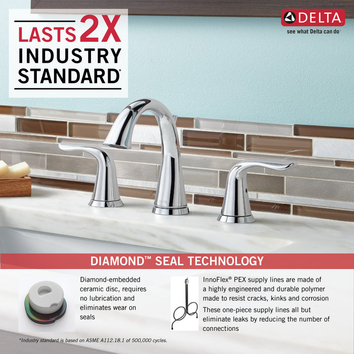 Delta 3538-MPU-DST Two Handle Widespread Bathroom Faucet