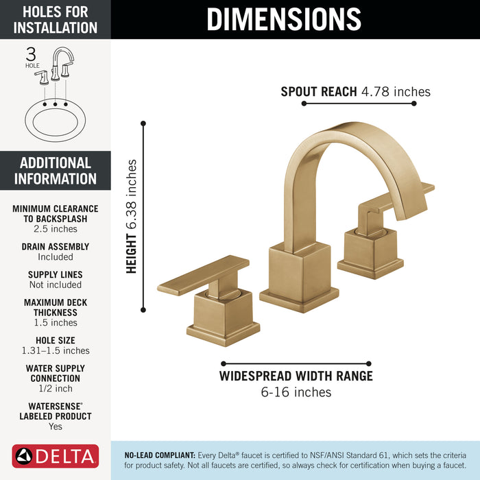 Delta 3553LF Vero Two Handle Widespread Lavatory Faucet