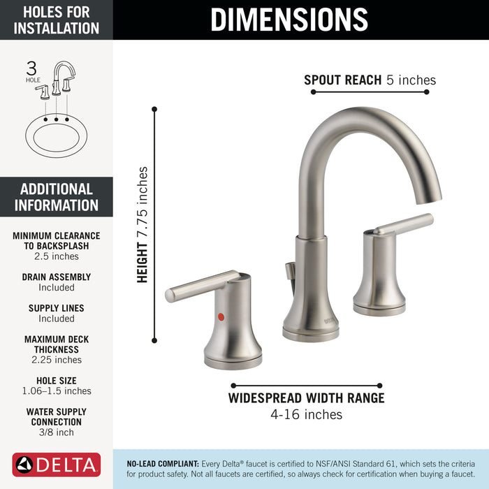 Delta Trinsic:3559 Two Handle Widespread Bathroom Faucet