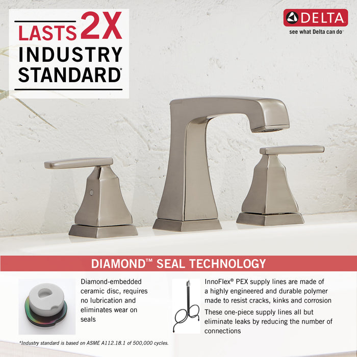 Delta Ashlyn:3564 Two Handle Widespread Bathroom Faucet with EZ Anchor