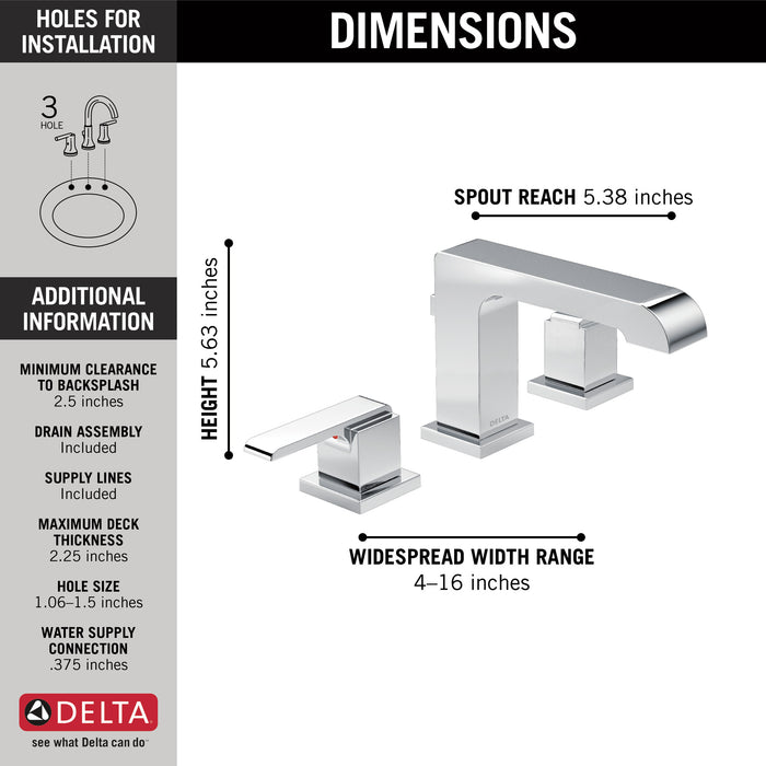 Delta Ara:3567 Two Handle Widespread Bathroom Faucet