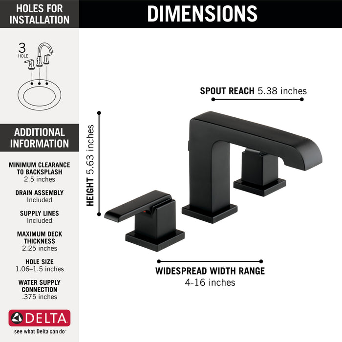 Delta Ara:3567 Two Handle Widespread Bathroom Faucet