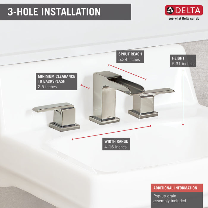 Delta Ara:3568LF Two Handle Widespread Channel Bathroom Faucet