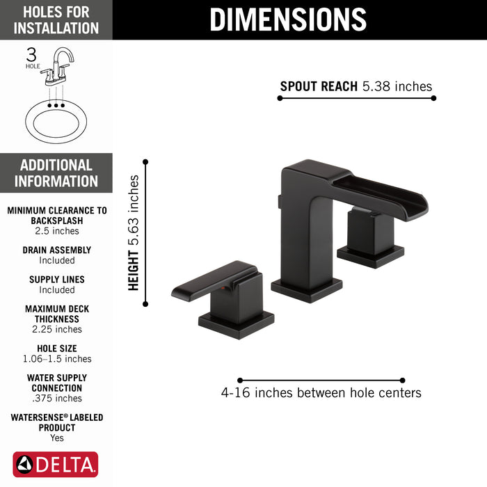 Delta Ara:3568LF Two Handle Widespread Channel Bathroom Faucet