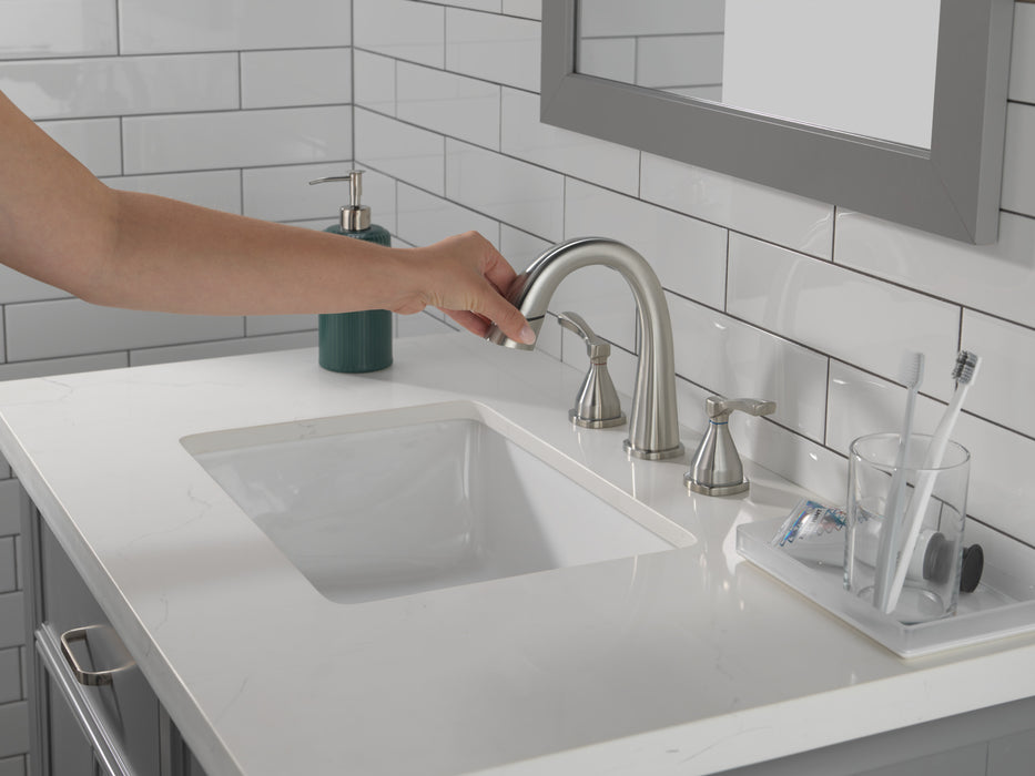 Delta Stryke 35775 Two Handle Widespread Pull Down Bathroom Faucet