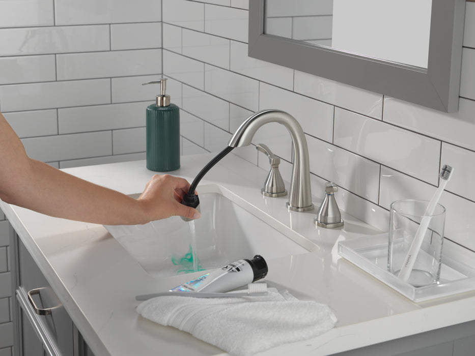 Delta Stryke 35775 Two Handle Widespread Pull Down Bathroom Faucet