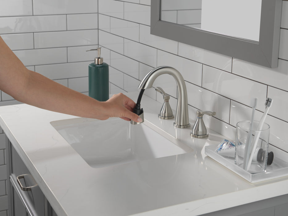 Delta Stryke 35775 Two Handle Widespread Pull Down Bathroom Faucet