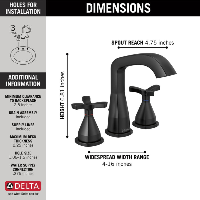 Delta Stryke 357766 Widespread Faucet, matte black - view 4