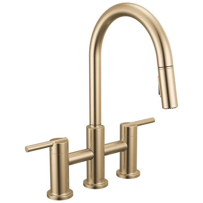 Delta Nicoli 39876LF Two Handle Pull-Down Bridge Kitchen Faucet
