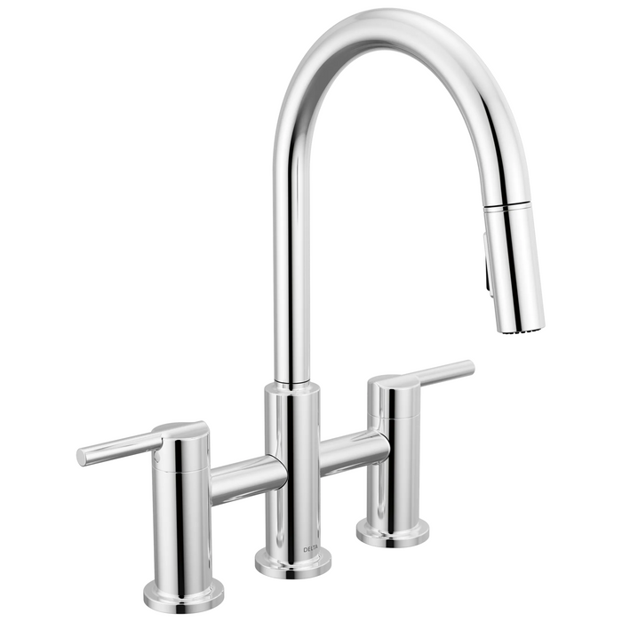 Delta Nicoli 39876LF Two Handle Pull-Down Bridge Kitchen Faucet