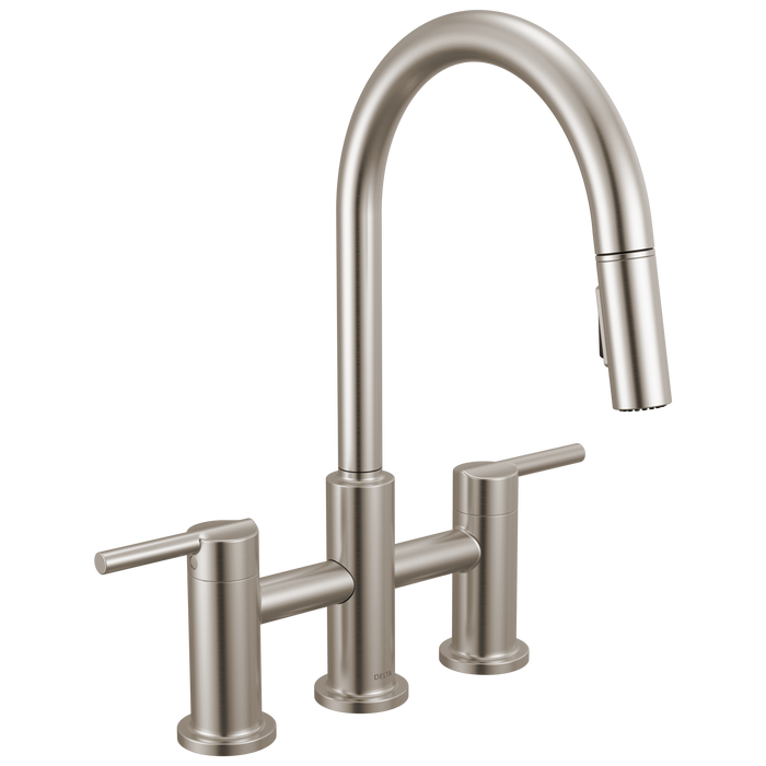 Delta Nicoli 39876LF Two Handle Pull-Down Bridge Kitchen Faucet