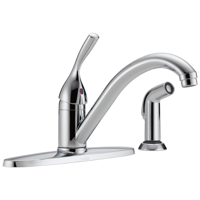 Delta 134 / 100 / 300 / 400 Series 400 Single Handle Kitchen Faucet with Spray, chrome