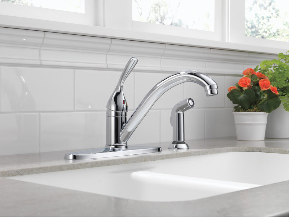 Delta 400-DST Classic Single Handle Kitchen Faucet with Spray