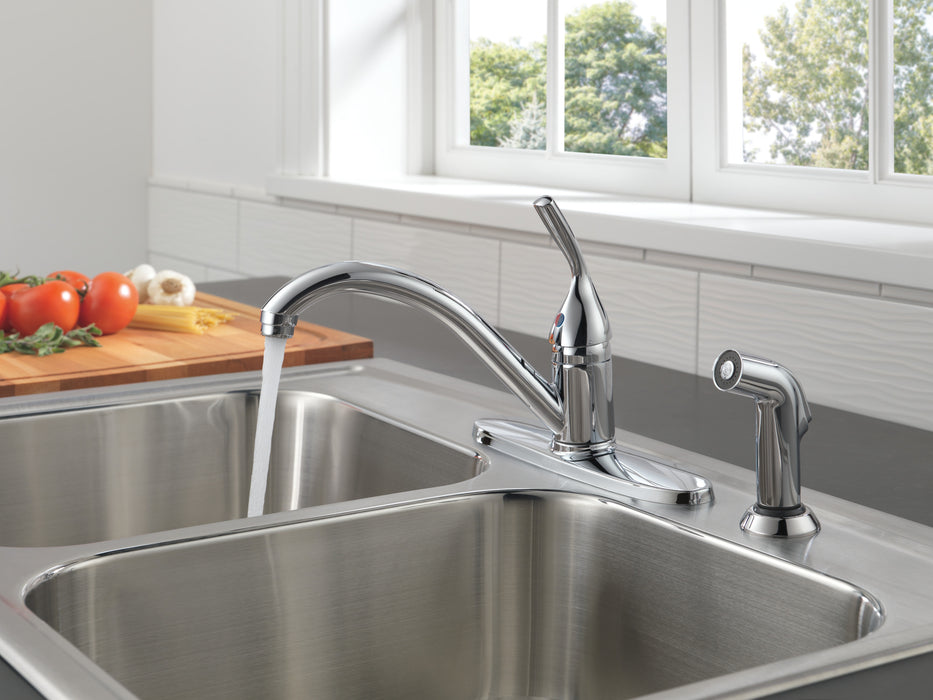 Delta 400-DST Classic Single Handle Kitchen Faucet with Spray