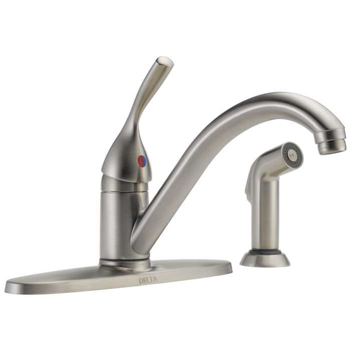 Delta 134 / 100 / 300 / 400 Series 400 Single Handle Kitchen Faucet with Spray, stainless