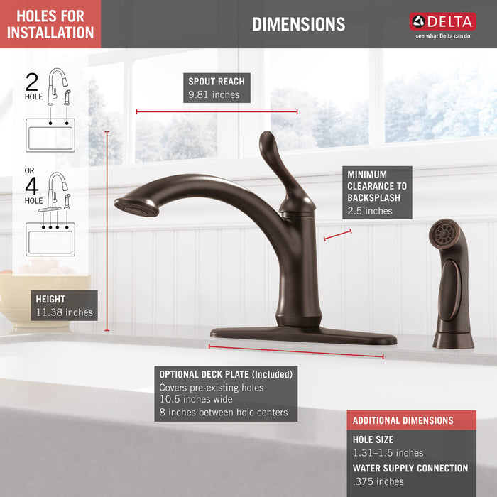 Delta Linden:4453 Single Handle Kitchen Faucet with Spray