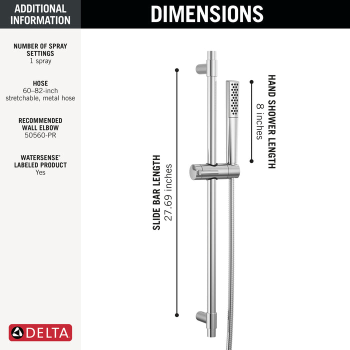Delta Universal Showering Components: Premium Single-Setting Slide Bar Hand Shower