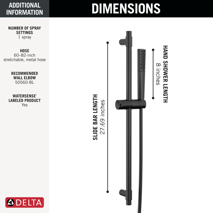 Delta Universal Showering Components: Premium Single-Setting Slide Bar Hand Shower