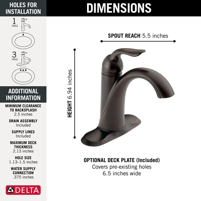 Delta 538-MPU-DST Lahara Single Handle Lavatory Faucet