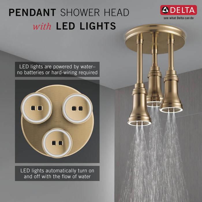 Delta Universal Showering Components:57190 H2OKinetic Pendant Raincan Shower Head with LED Light