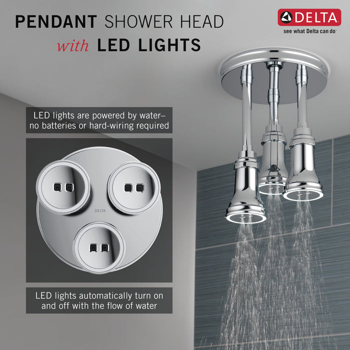 Delta Universal Showering Components:57190 H2OKinetic Pendant Raincan Shower Head with LED Light