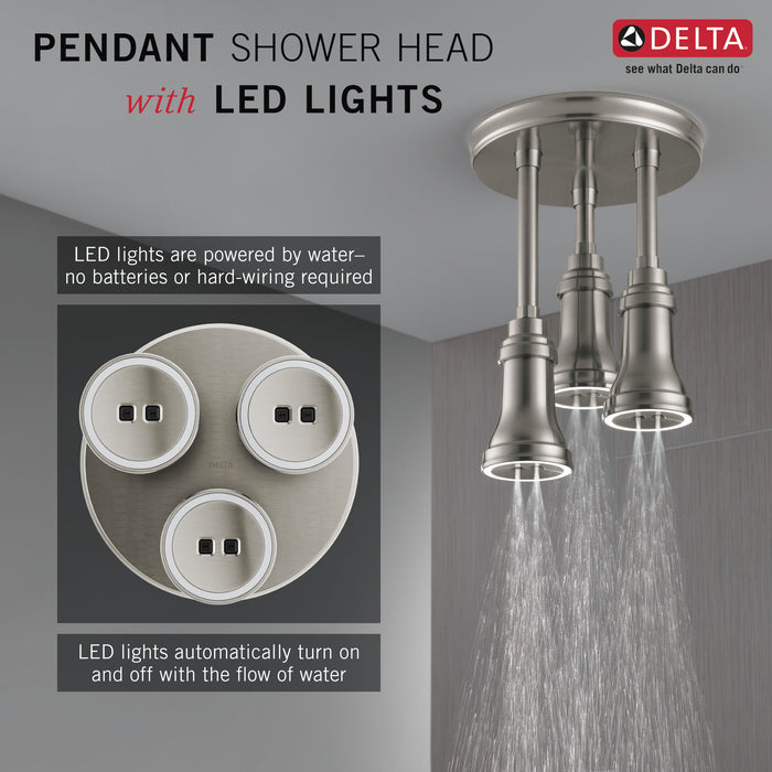 Delta Universal Showering Components:57190 H2OKinetic Pendant Raincan Shower Head with LED Light