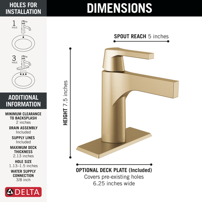 Delta 574-MPU-DST Zura Single Handle Bathroom Faucet