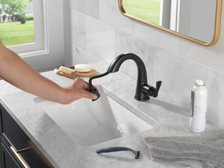Delta Stryke 577 Single Handle Pull Down Bathroom Faucet, matte black - view 2