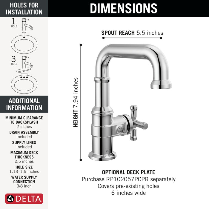 Delta Broderick 587SH Single Handle Bathroom Faucet, lumicoat chrome - view 3