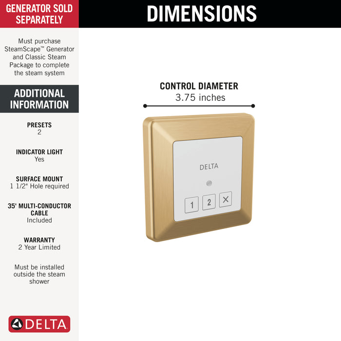 Delta Universal Showering Components: Square Exterior Steam Control