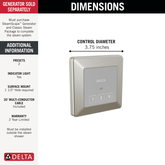Delta Universal Showering Components 5CN Square Exterior Steam Control