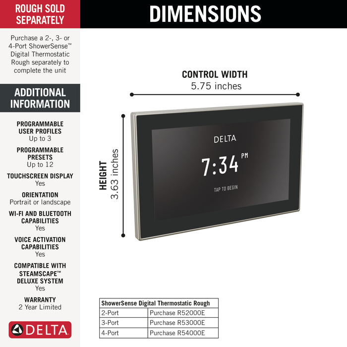 Delta Universal Showering Components 5CN Digital Interface
