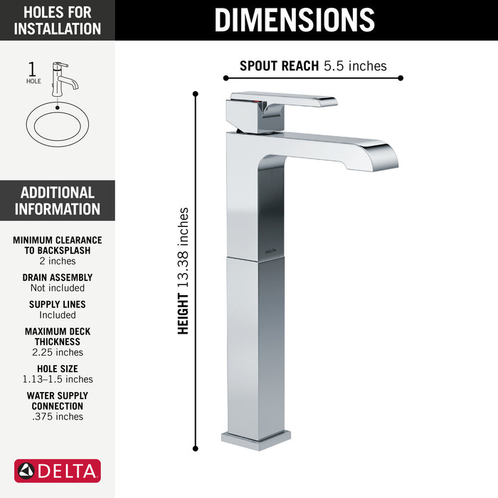 Delta Ara:767LF Single Handle Vessel Bathroom Faucet