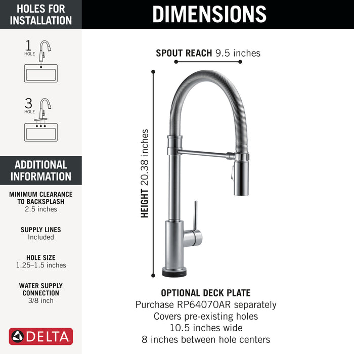 Delta Trinsic 9659TL TouchTouch 2O Technology Kitchen Faucet with Touchless Technology