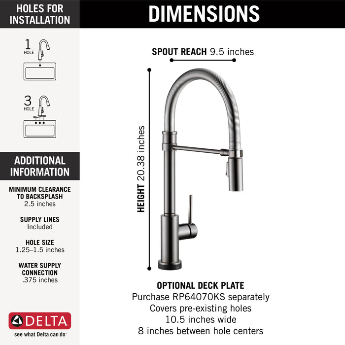 Delta Trinsic 9659TL TouchTouch 2O Technology Kitchen Faucet with Touchless Technology