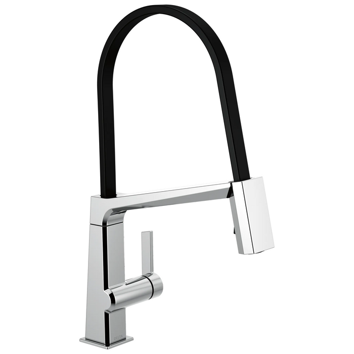Delta Pivotal: Single Handle Exposed Hose Kitchen Faucet