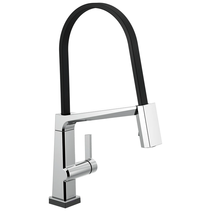 Delta Pivotal: Single Handle Exposed Hose Kitchen Faucet with Touch2O Technology