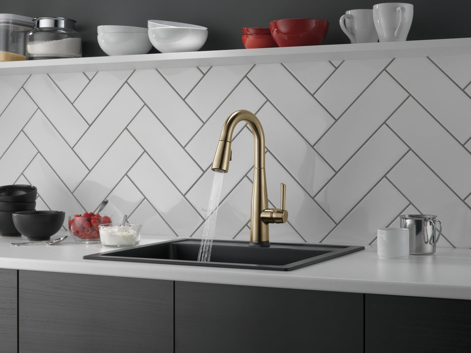 Delta Essa 9913T Single Handle Pull-Down Bar / Prep Faucet with TouchTouch 2O Technology