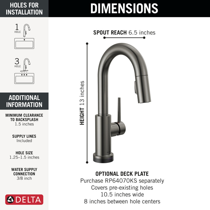 Delta 9959T-KS-DST Trinsic Single Handle Pull-Down Bar Faucet