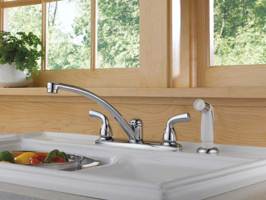 Delta Foundations:B2410LF Two Handle Kitchen Faucet with Spray