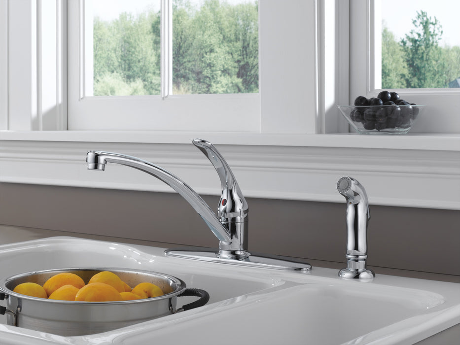 Delta Foundations B4410LF Single Handle Kitchen Faucet with Spray, Chrome