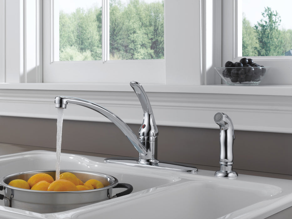 Delta Foundations B4410LF Single Handle Kitchen Faucet with Spray, Chrome